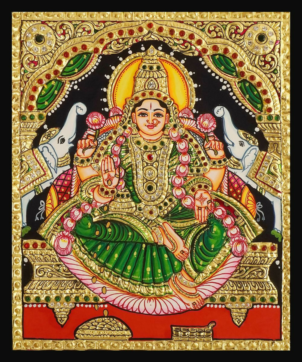 TANJORE PAINTING GAJA LAKSHMI 10*12 | SHOBITAM