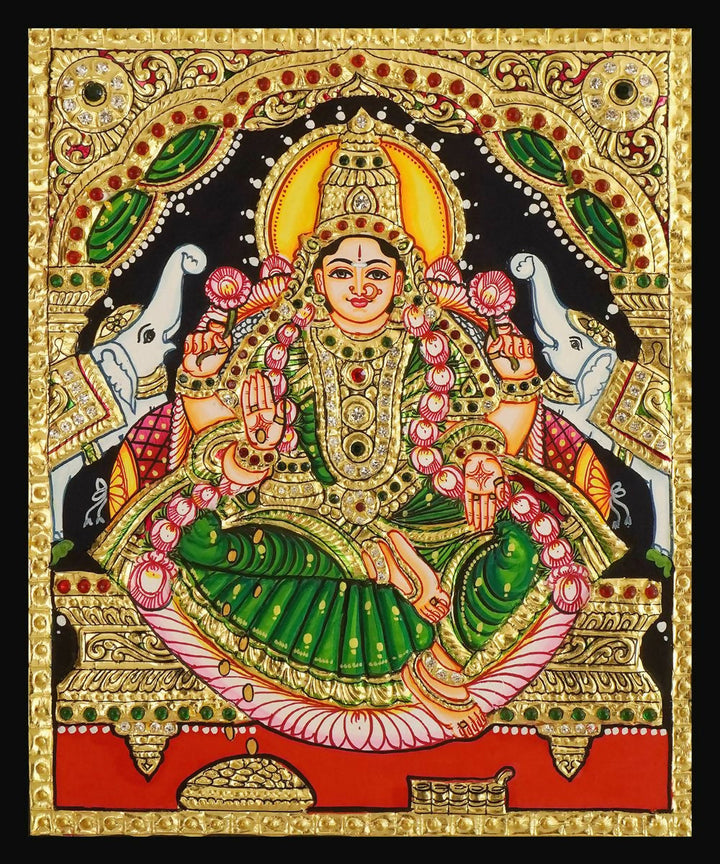 TANJORE PAINTING GAJA LAKSHMI 10*12 | SHOBITAM