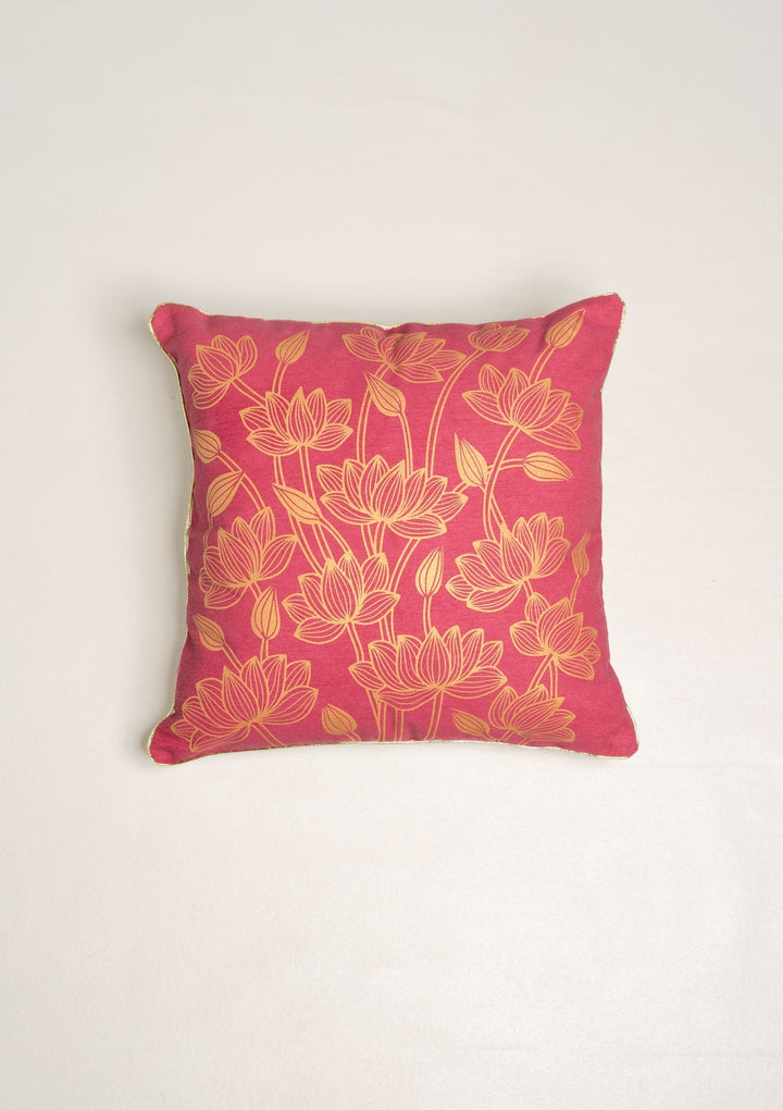 Padma Floral Ethnic Rose Pink Cushion Cover for Sofa– 100% Cotton 16" x 16" | SHOBITAM