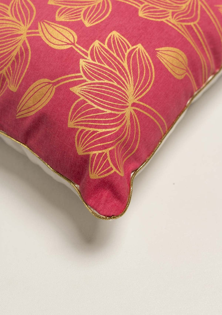 Padma Floral Ethnic Rose Pink Cushion Cover for Sofa– 100% Cotton 16" x 16" | SHOBITAM