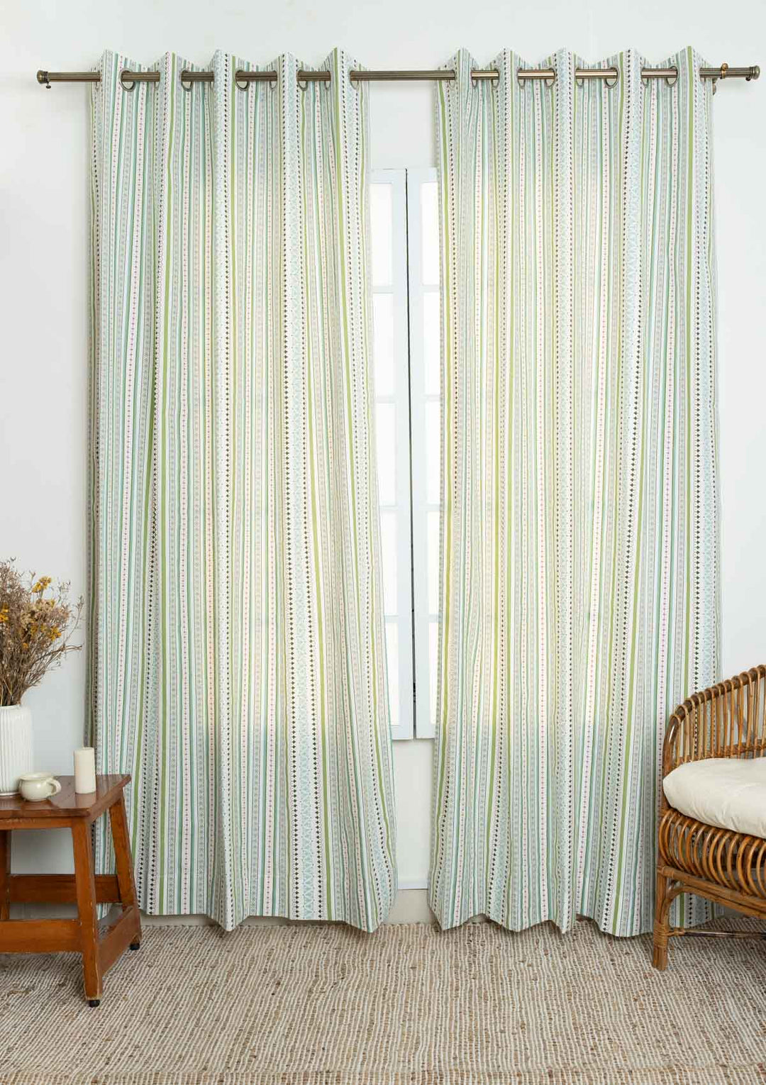 Palace Pillars Geometric printed 100% Cotton Curtain for Living Room and Bedroom - Room Darkening - Multicolor - Single Piece| SHOBITAM