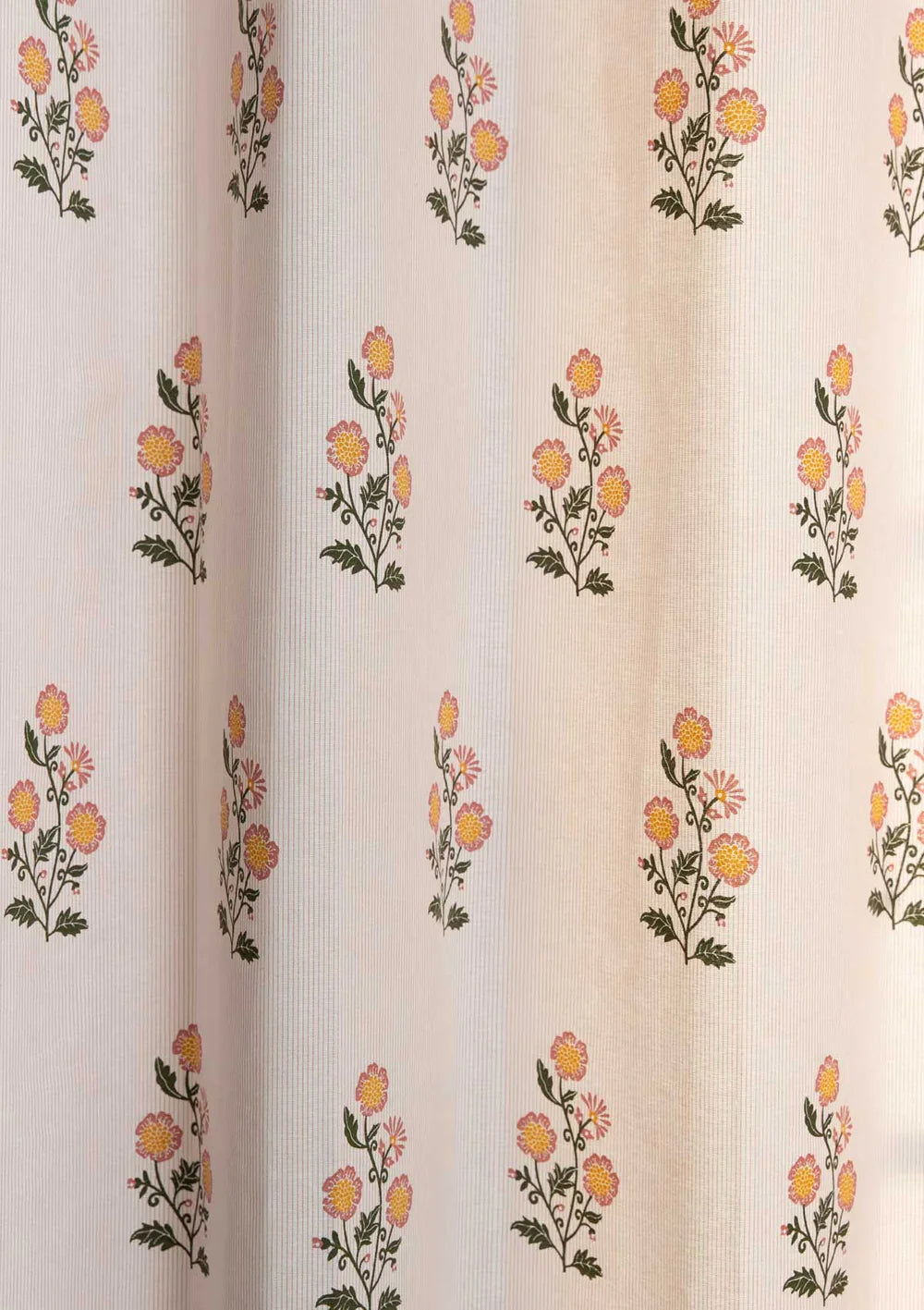 Summer Blooms Floral printed 100% Cotton Curtain, Single Panel Customizable for size, lining and headers