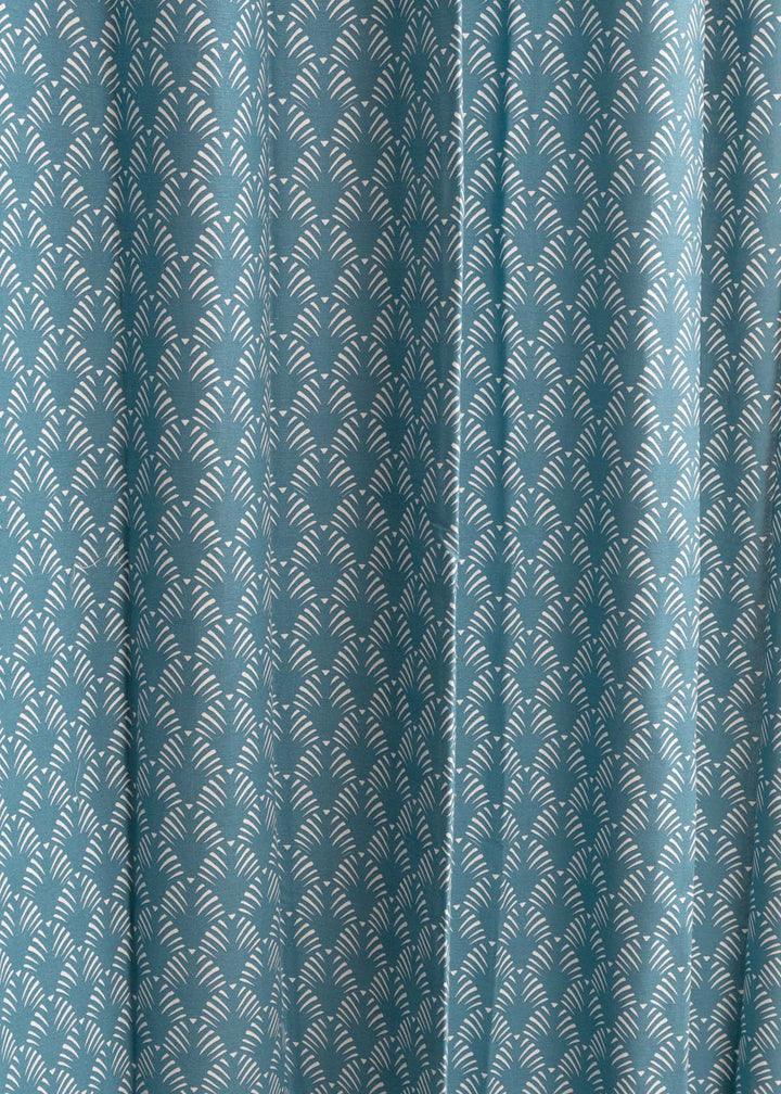 Pergola Indigo 100% cotton geometric curtain for living room & Bedroom - Room darkening - Single Piece | SHOBITAM