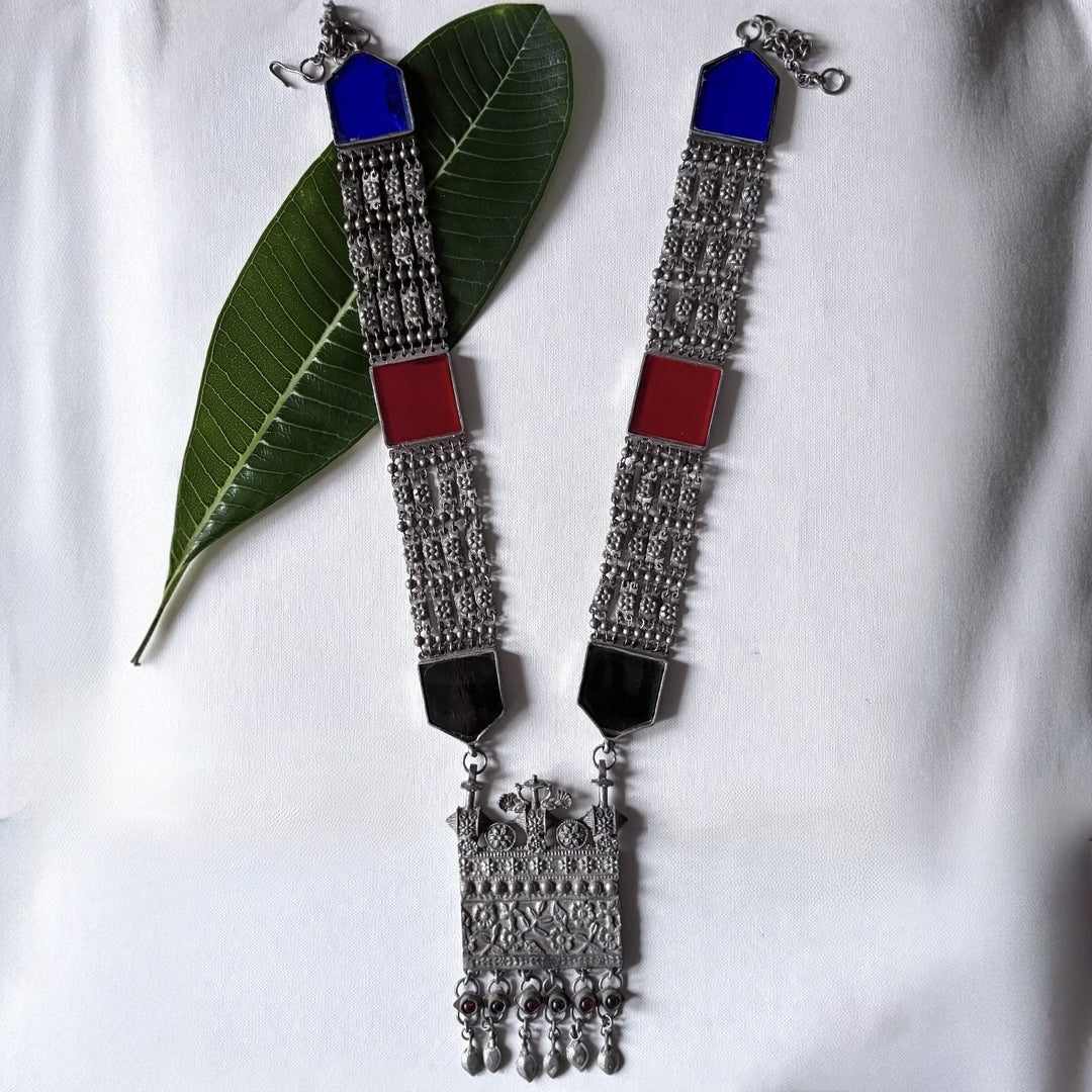 Jaiselmeri Glasswork Haar Necklace | SHOBITAM