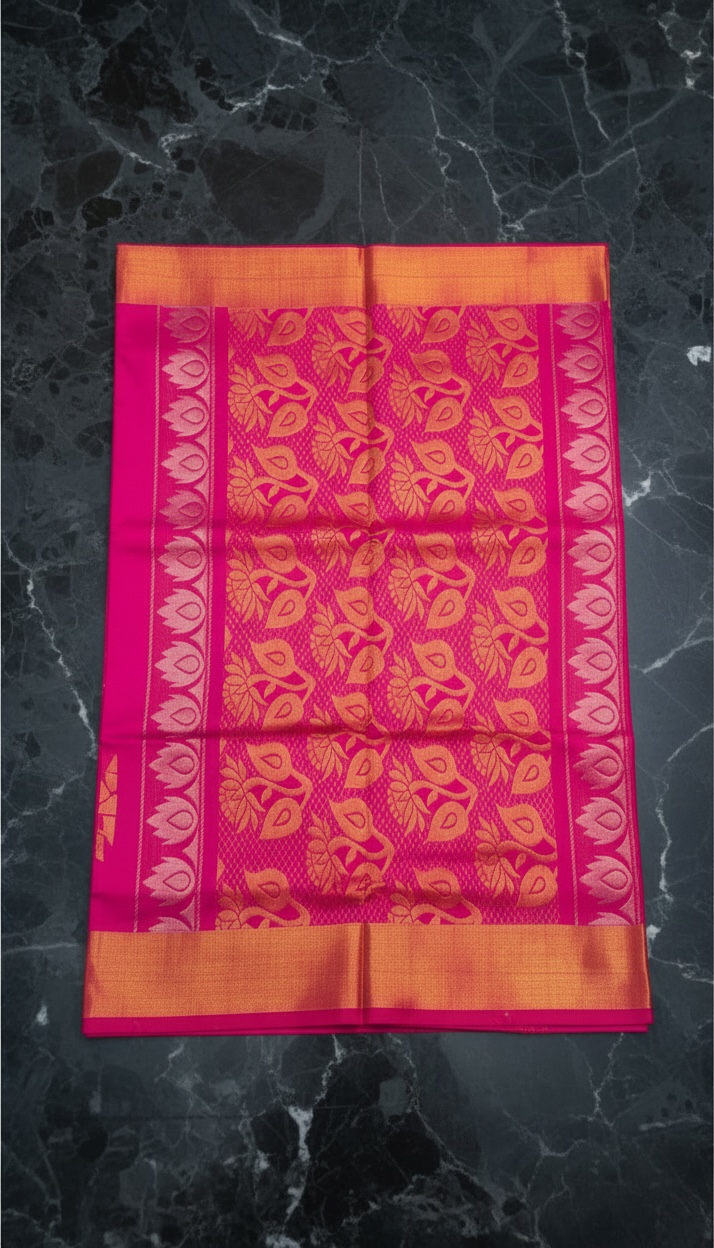 The Lotus Saree - Rani Pink Uppada Silk Saree | SILK MARK CERTIFIED | SHOBITAM