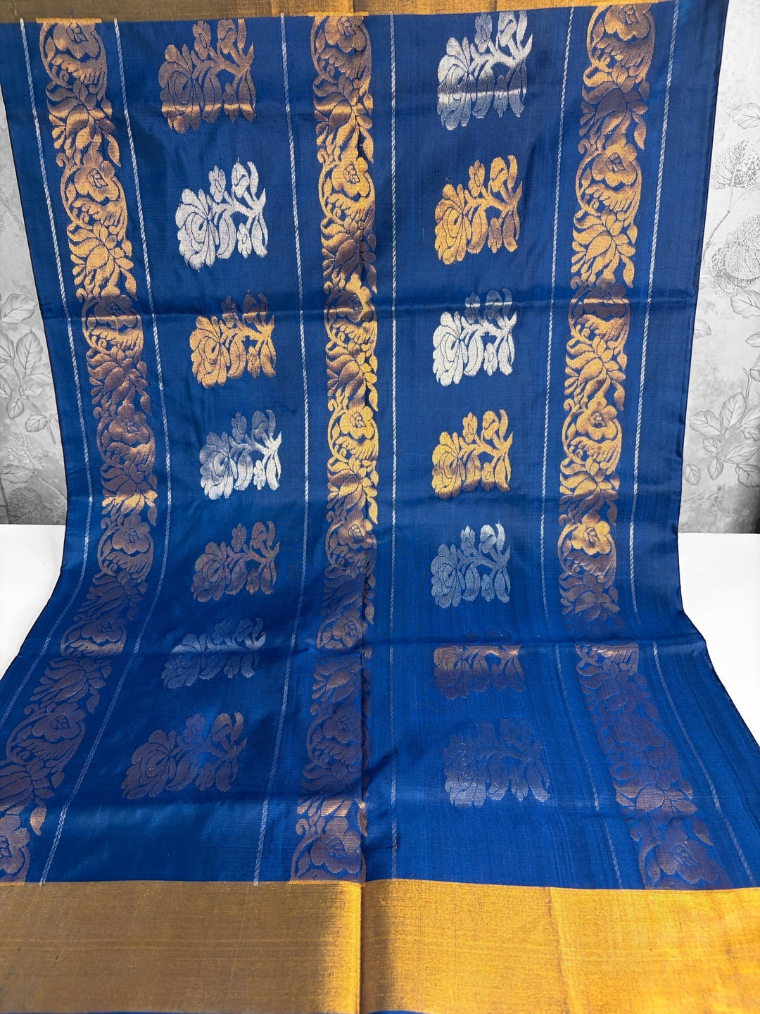 The Lotus Saree - Royal Azure Blue Uppada Silk Saree | SILK MARK CERTIFIED | SHOBITAM