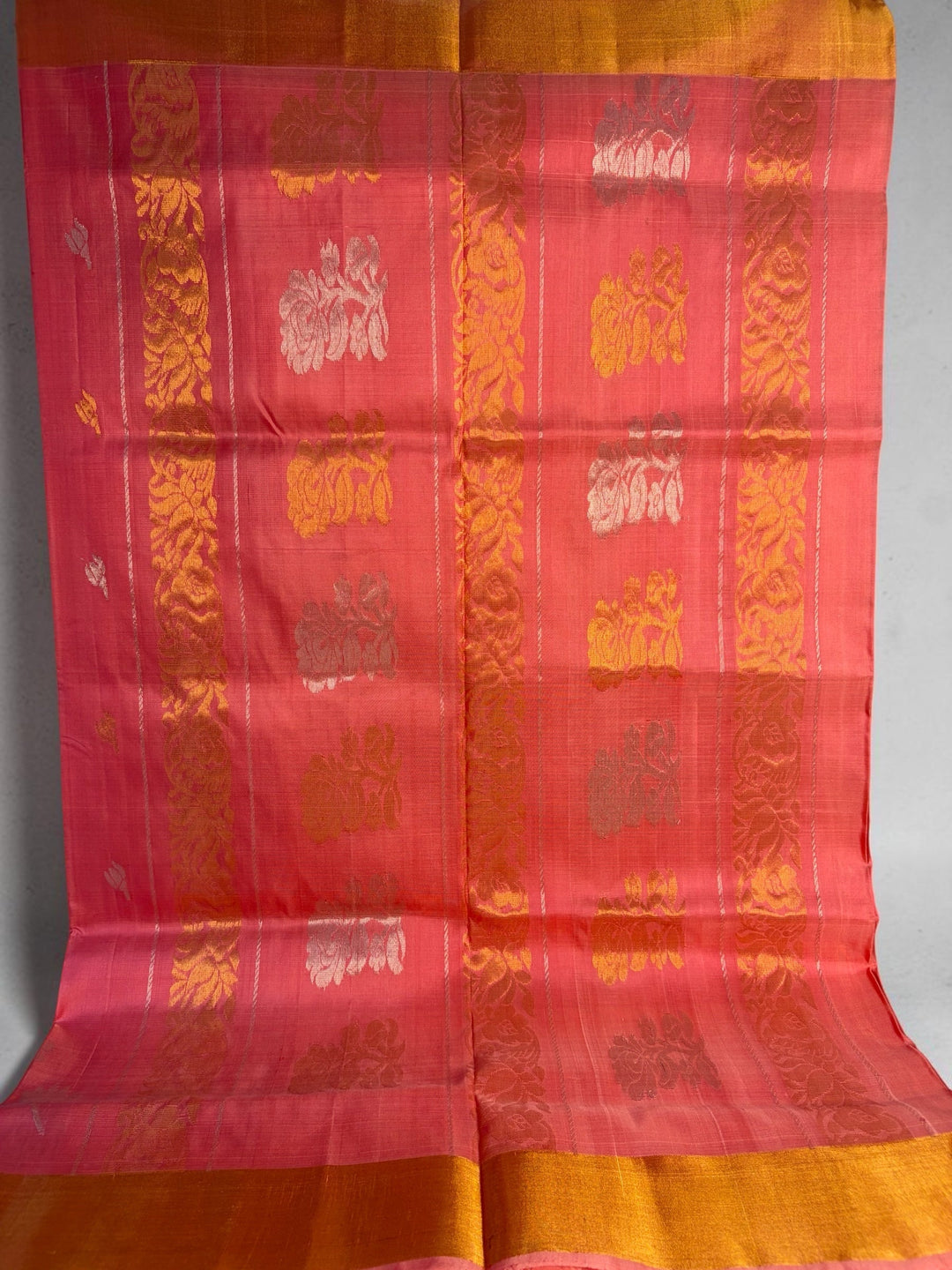 The Lotus Saree- Peach Pink Uppada Silk Saree | SILK MARK CERTIFIED | SHOBITAM