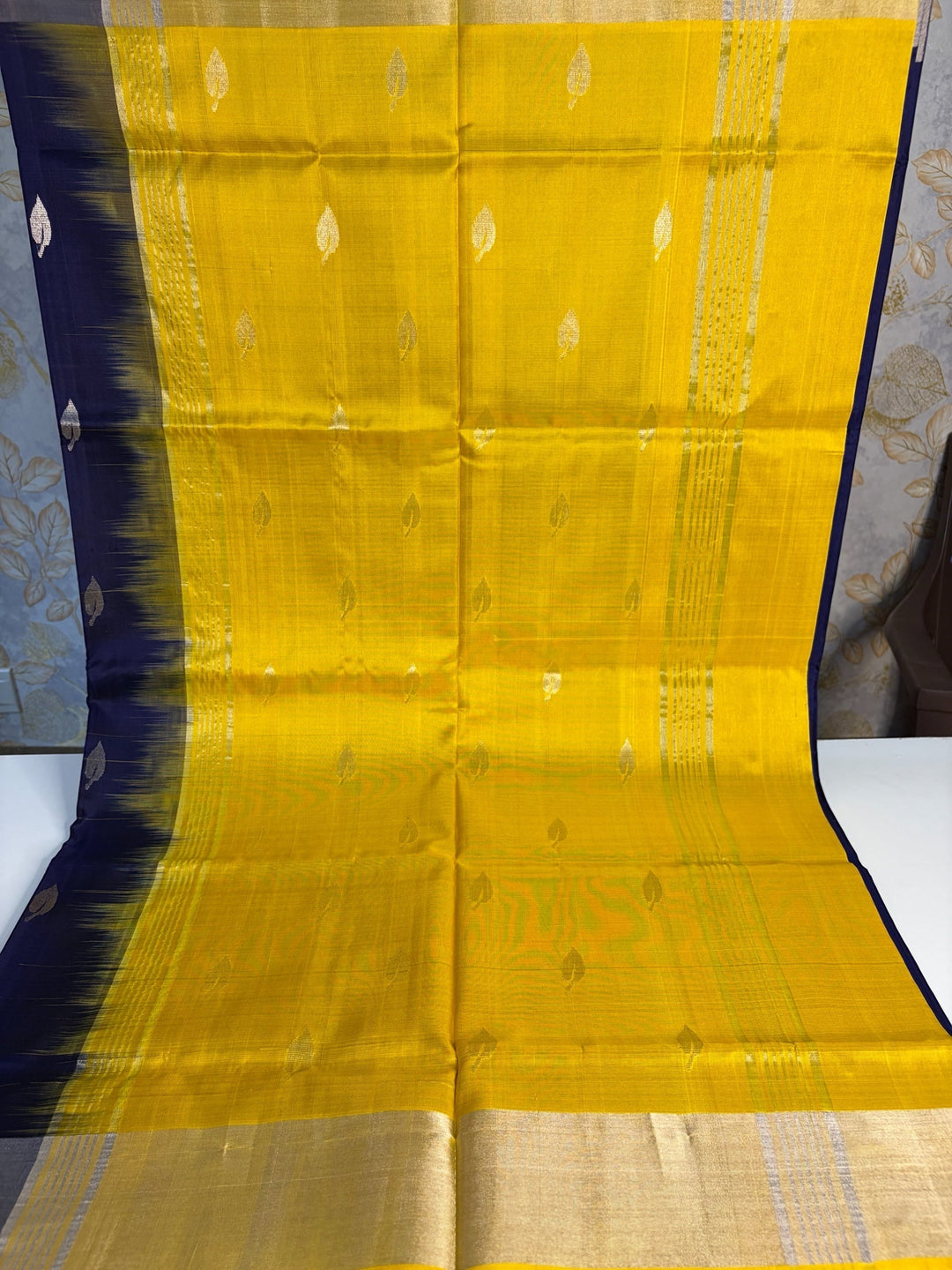Nila - Blue and Golden Yellow Uppada Silk Saree | SILK MARK CERTIFIED | SHOBITAM