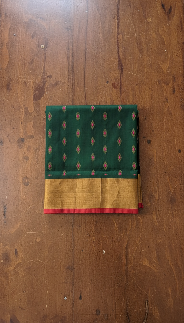 The Vintage Saree- Green and Red Uppada Silk Saree | SILK MARK CERTIFIED | SHOBITAM