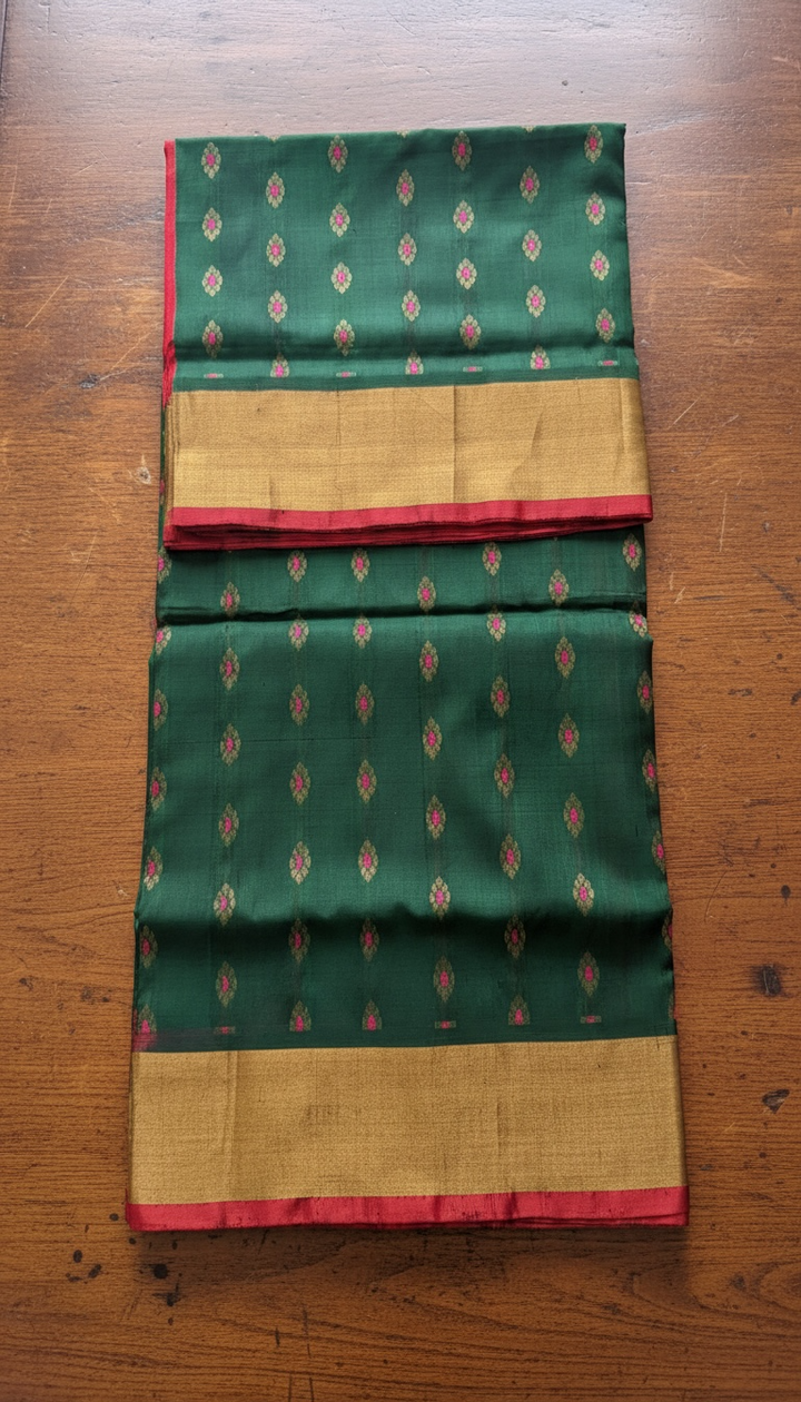 The Vintage Saree- Green and Red Uppada Silk Saree | SILK MARK CERTIFIED | SHOBITAM