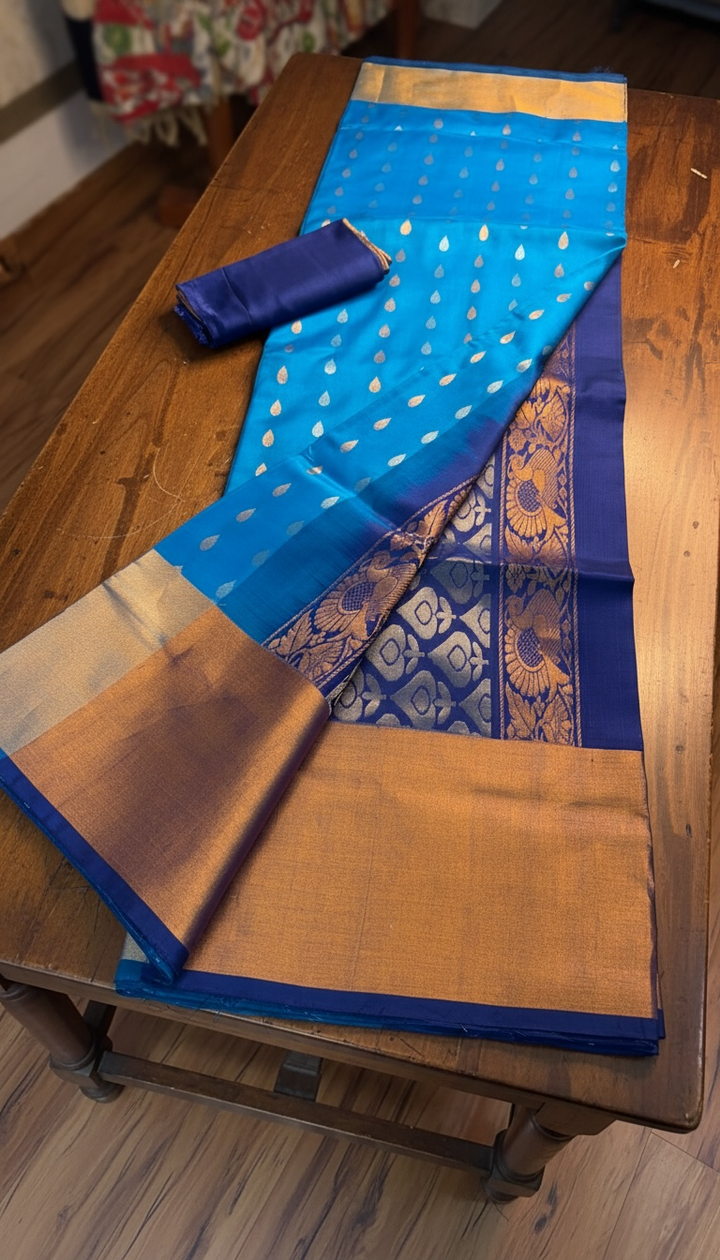 Nilambari - Handwoven Uppada Silk Saree | SILK MARK CERTIFIED | SHOBITAM