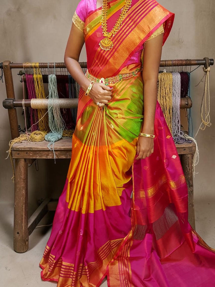 Pallavi- Handwoven Uppada Silk Saree | SILK MARK CERTIFIED | SHOBITAM
