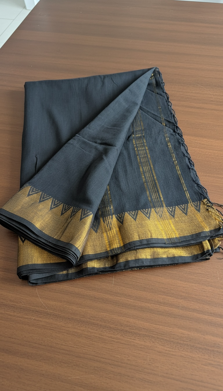 Power in Black- Cotton Saree | SHOBITAM