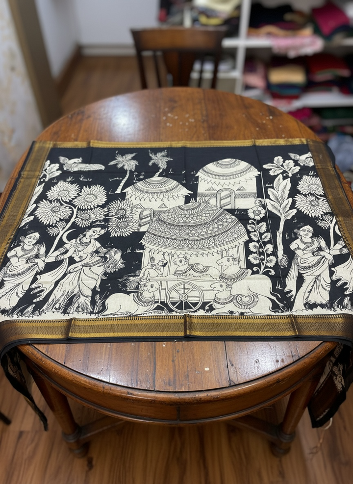The Rustic Story- Handpainted Kalamkari Dupatta | SHOBITAM