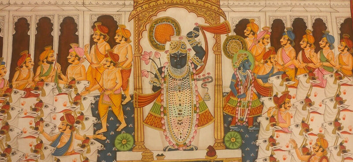 6x4 feet Authentic Jaipur Painting Shreenath ji Traditional Darshan  | SHOBITAM