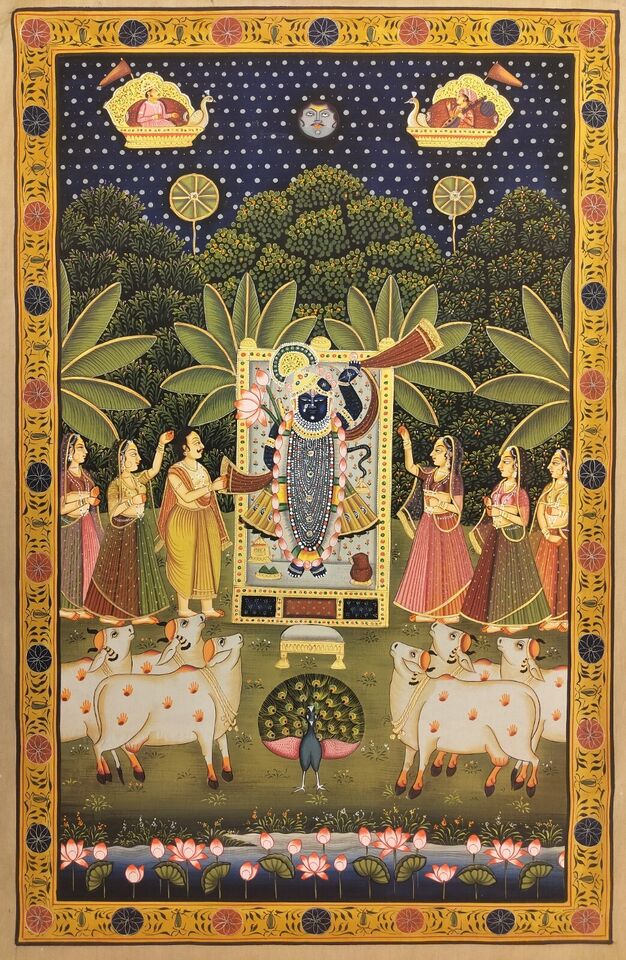 2x3 feet Authentic Jaipur Painting Shreenath ji Ratri | SHOBITAM
