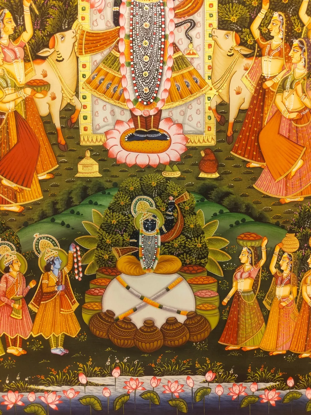 2x3 feet Authentic Jaipur Painting SHREENATH JI in SADHNA  | SHOBITAM
