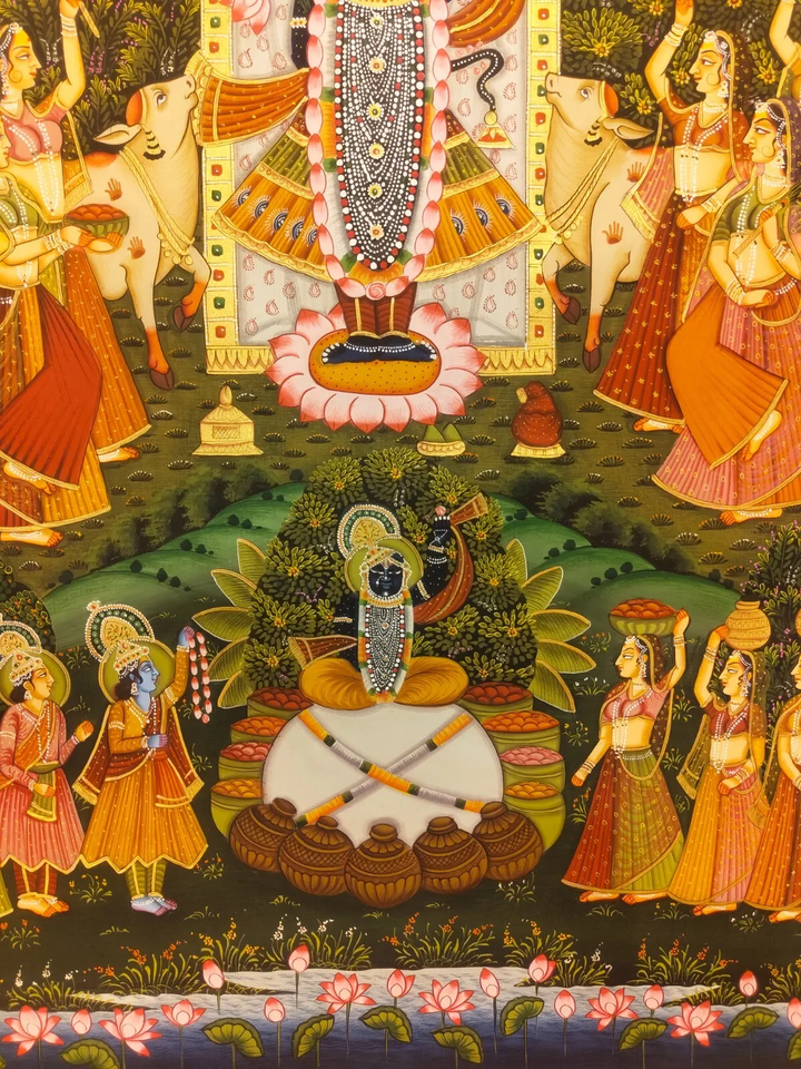 2x3 feet Authentic Jaipur Painting SHREENATH JI in SADHNA  | SHOBITAM