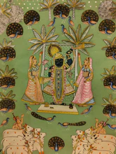 2.5 x 3.5 feet Authentic Jaipur Painting Shreenath ji ina Pista Background  | SHOBITAM