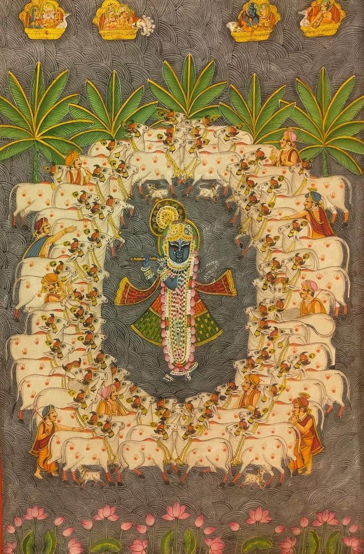 5x3 feet Authentic Jaipur Painting Shreenath ji Amavasya  | SHOBITAM