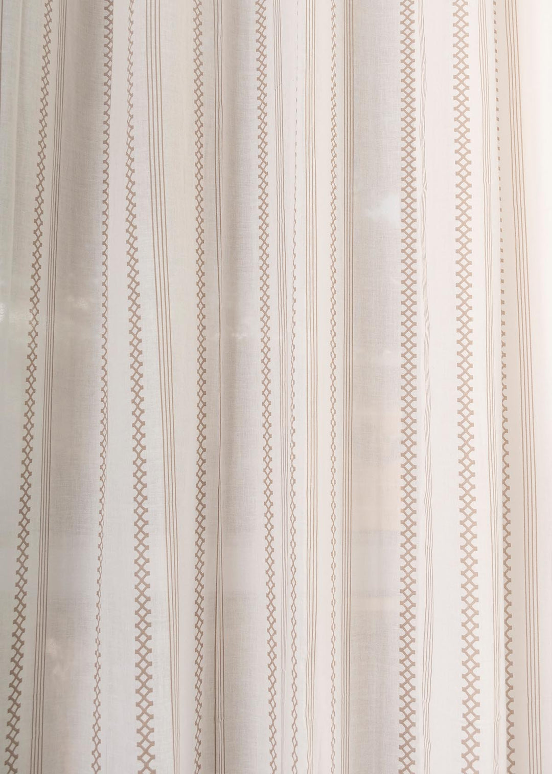 Picket Fence Walnut Grey 100% Cotton Sheer Geometric curtain for Living room & bedroom - Light filtering - Single Piece | SHOBITAM