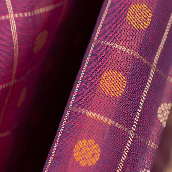 Pink With Blue 1000 Butta Kanchi Cotton Saree With Zari Kanmani | SHOBITAM