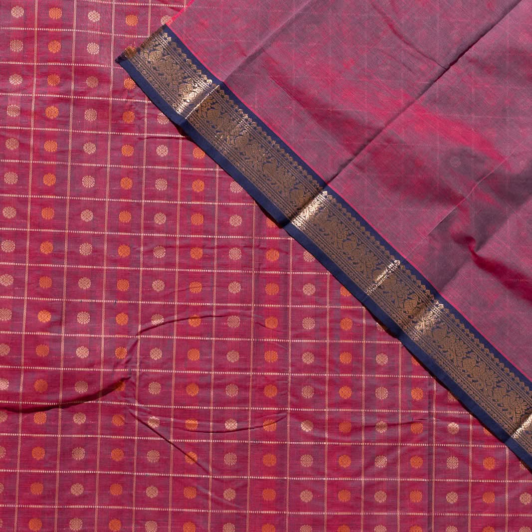 Pink With Blue 1000 Butta Kanchi Cotton Saree With Zari Kanmani | SHOBITAM