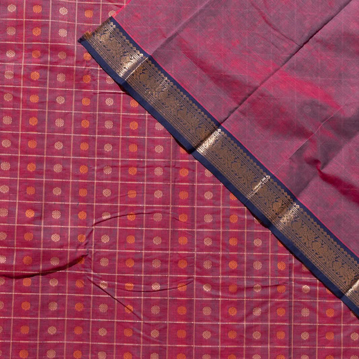 Pink With Blue 1000 Butta Kanchi Cotton Saree With Zari Kanmani | SHOBITAM