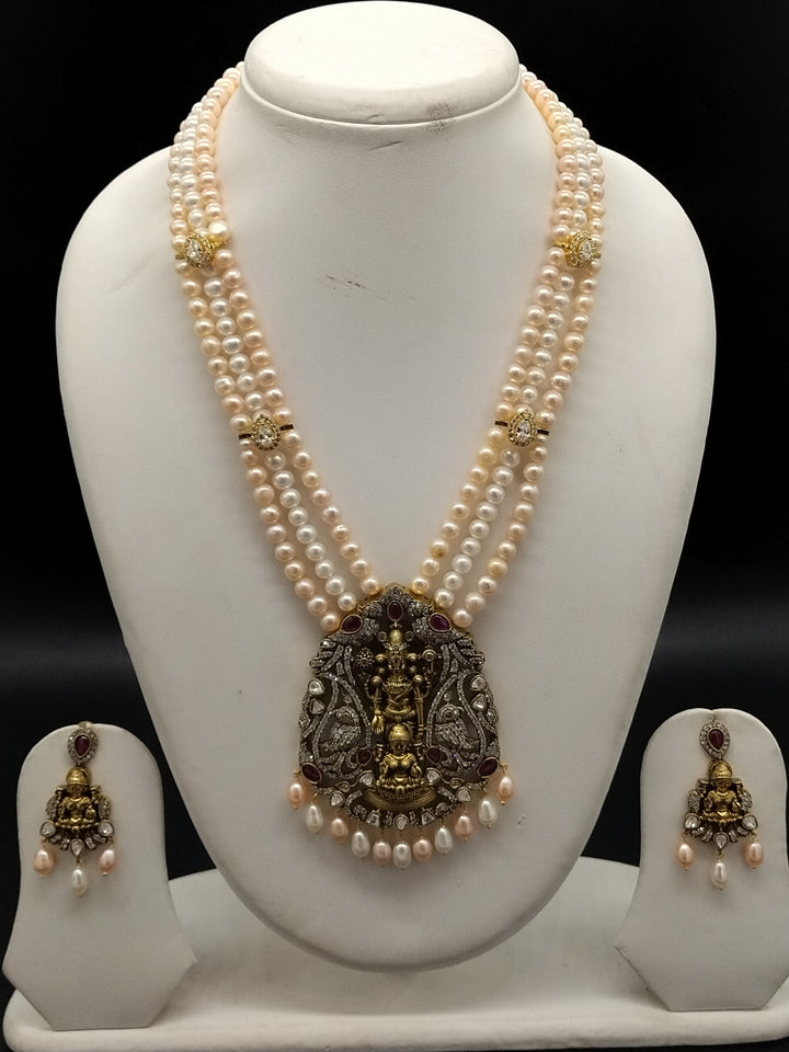 Pink & White Freshwater Pearl Pendant Set | SHOBITAM