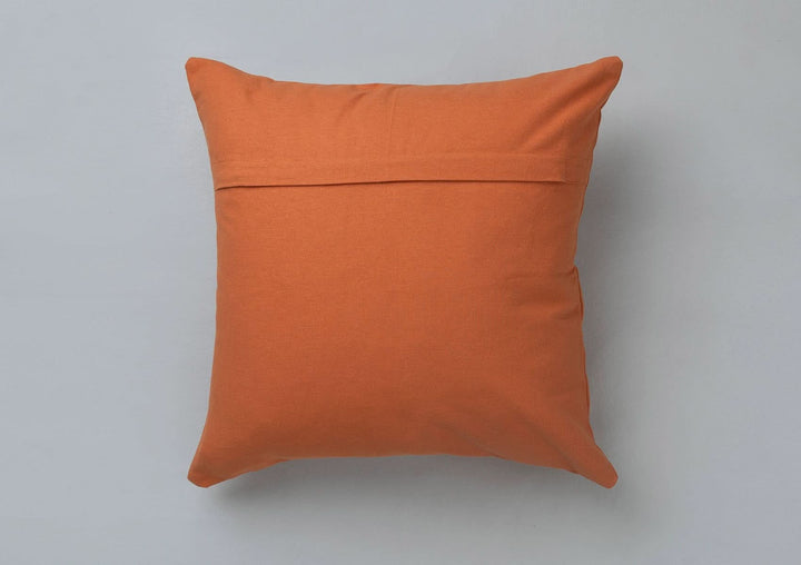 Spice Orange Embroidered  Pure Cotton Floral Cushion Cover