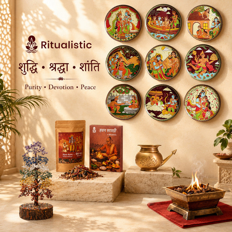 Goddess Durga & demon Folk Art Wall plate with Wooden Stand - 8 inches