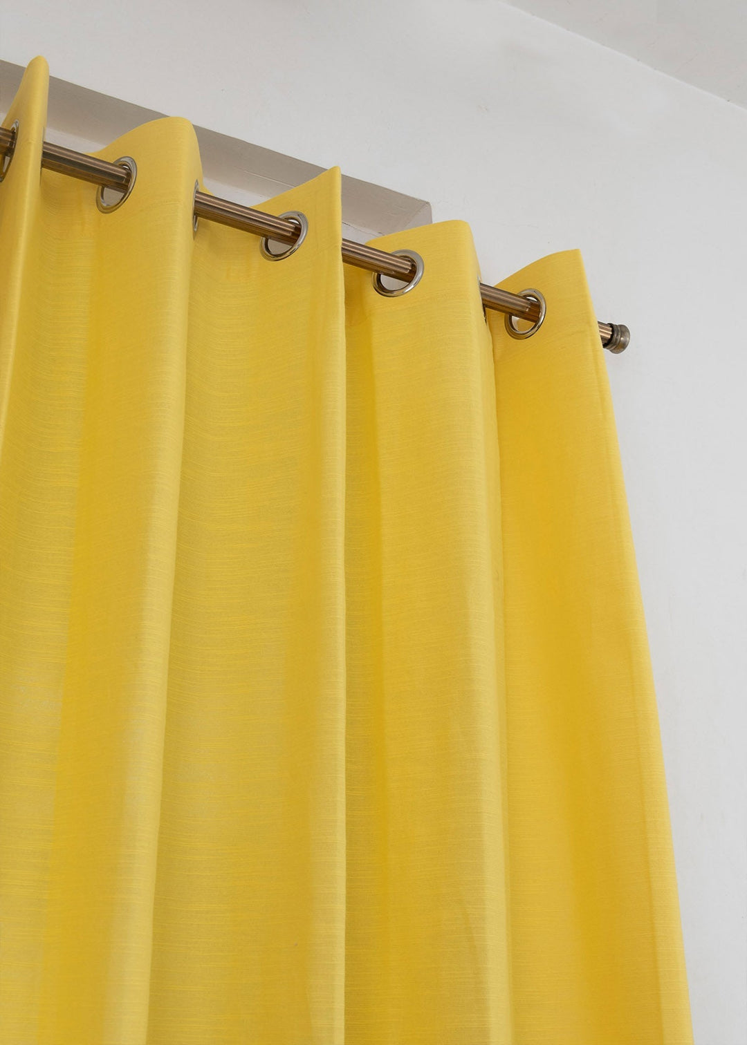 Solid Primrose yellow 100% cotton plain curtain for bedroom - Room darkening - Single Piece | SHOBITAM