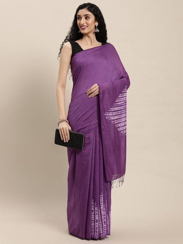 Purple Woven Shibori Silk Cotton Saree