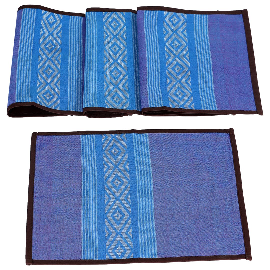 Purple White Cotton Table Mats- 4Pack | SHOBITAM