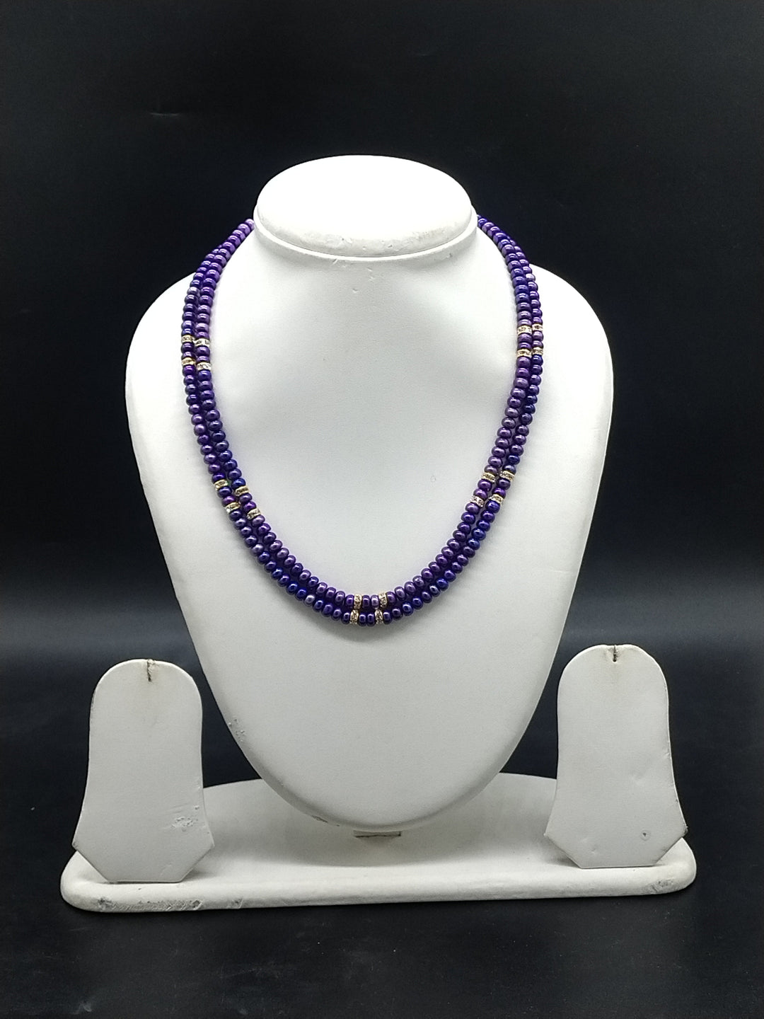 Royal Violet Freshwater Pearl Two Line Mala | SHOBITAM