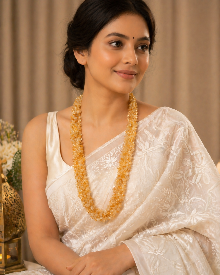 Madhu Malti: Natural Citrine Handcrafted Braided Mala  | SHOBITAM