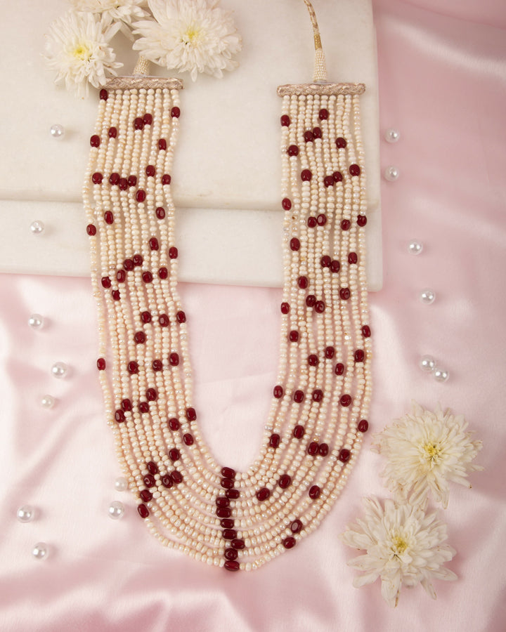 Ranihaar Gulnaar – 10 Layer Natural Spinel & Pearl Mala | SHOBITAM
