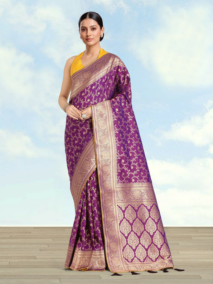 Purple Color Banarasi Silk Saree | SHOBITAM
