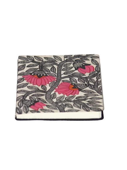 Floral Madhubani Handpainted Silk Cover Diary