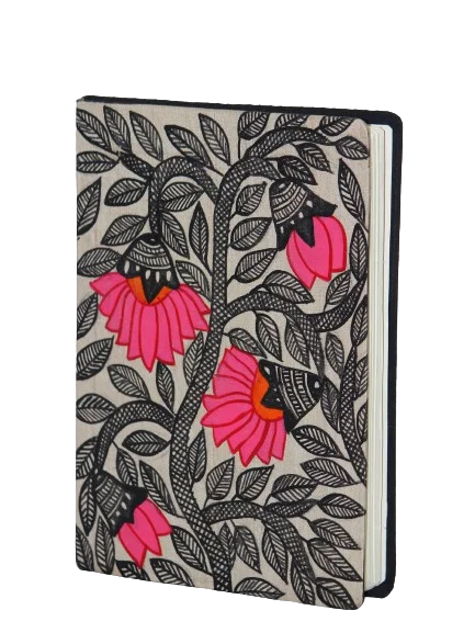 Floral Madhubani Handpainted Silk Cover Diary