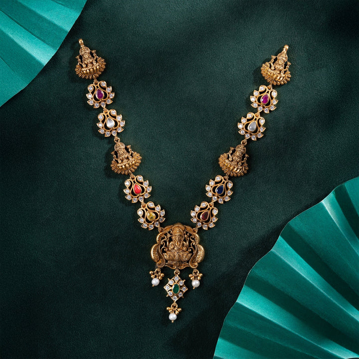 Pure 92.5 Silver, Gold plated  Ganapati Ratna Necklace