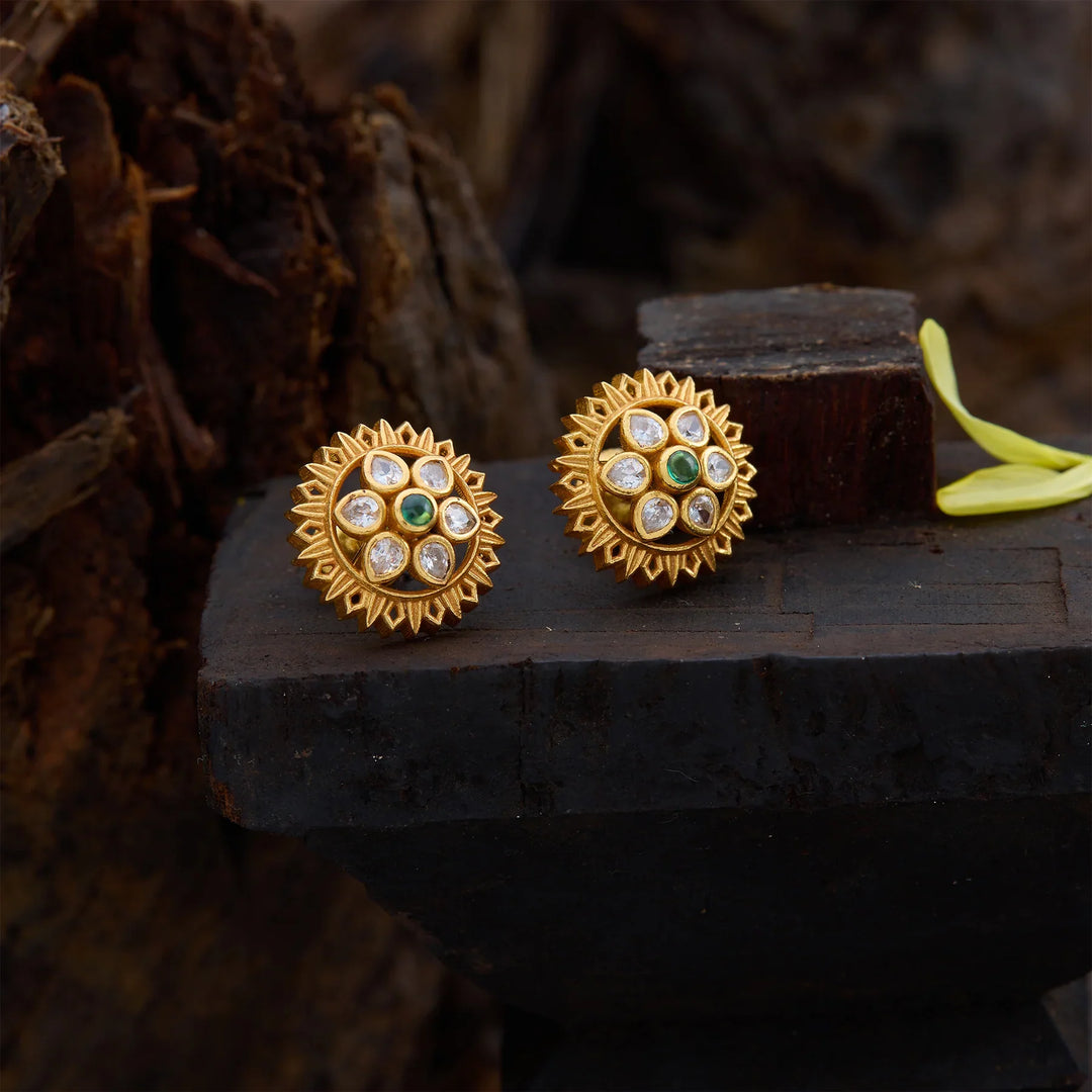 Pure 92.5 Silver, Gold Plated Anvitha Anuraag Studs