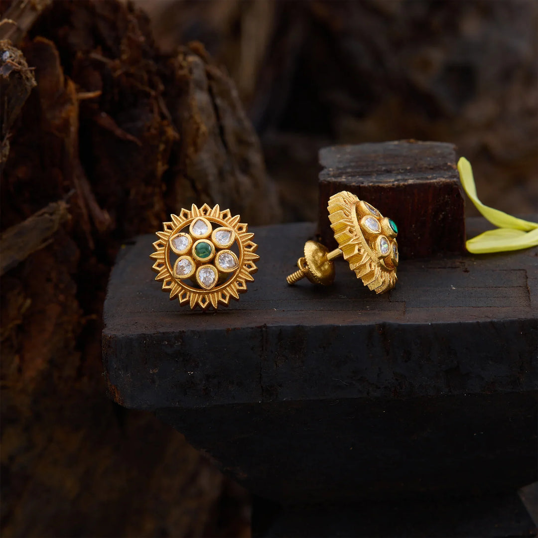 Pure 92.5 Silver, Gold Plated Anvitha Anuraag Studs