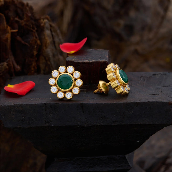 Pure 92.5 Silver, Gold Plated Emeronika Zarika Studs