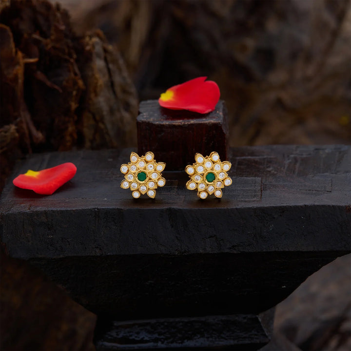 Pure 92.5 Silver, Gold Plated Maitreyi Studs