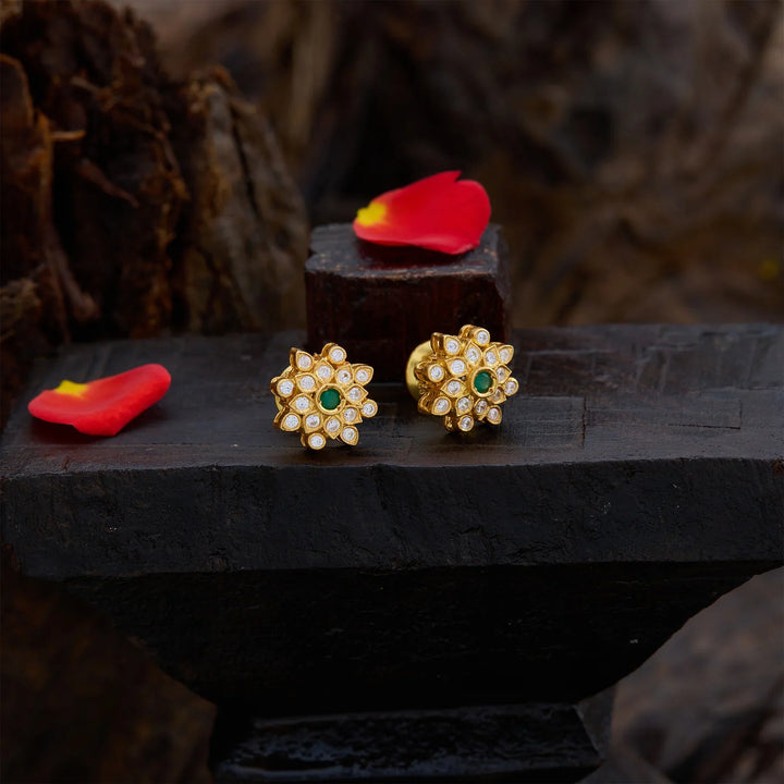 Pure 92.5 Silver, Gold Plated Maitreyi Studs