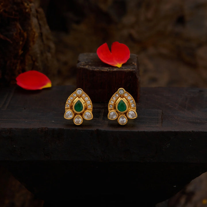 Pure 92.5 Silver, Gold Plated Gulsheen CZ Studs