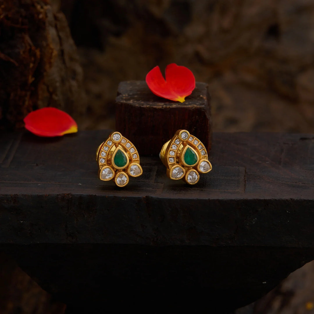 Pure 92.5 Silver, Gold Plated Gulsheen CZ Studs