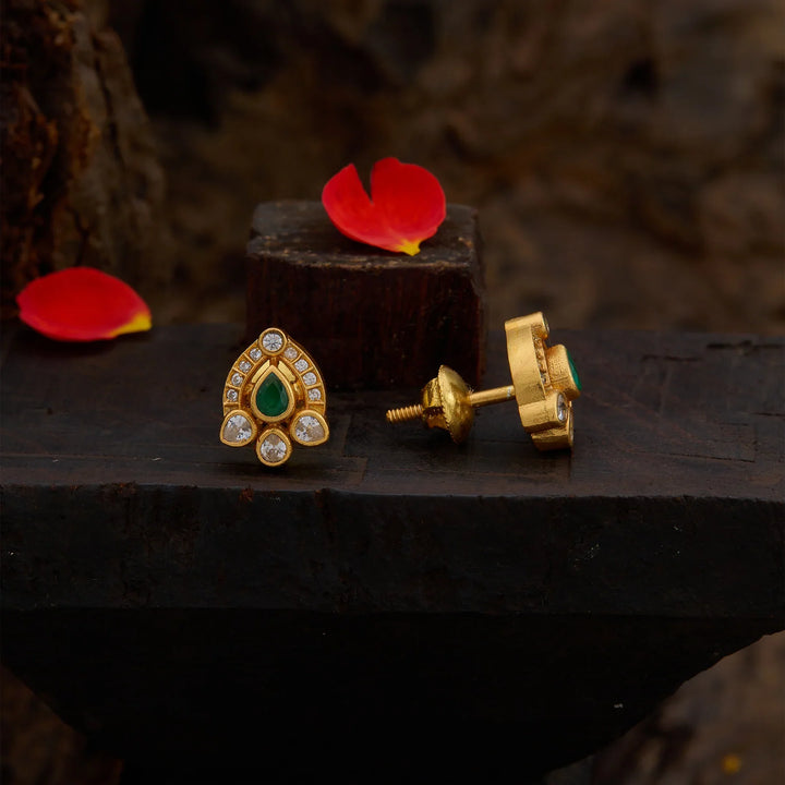 Pure 92.5 Silver, Gold Plated Gulsheen CZ Studs