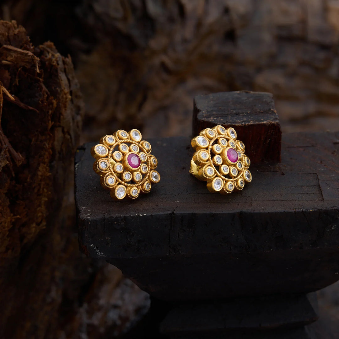 Pure 92.5 Silver, Gold Plated Nilaya Bloom Studs